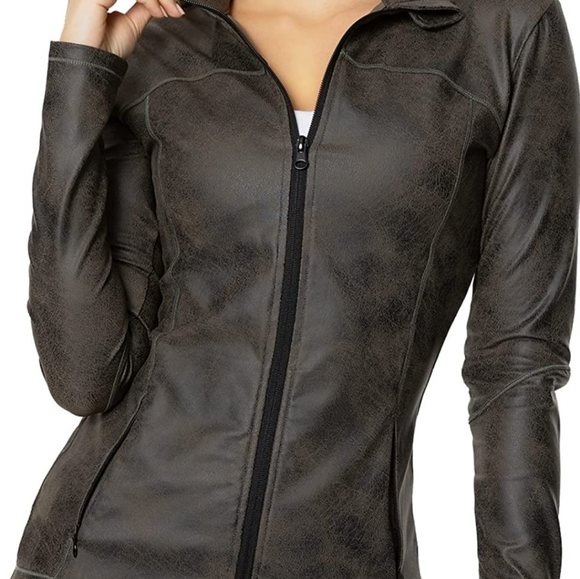 🌼 Womens running jacket, soft faux leather size L large, but fits like M medium - Picture 13 of 13